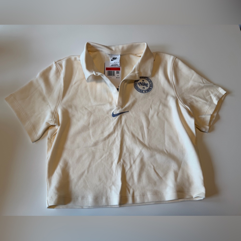 Nike Collegiate Cream Crop Top with Logo